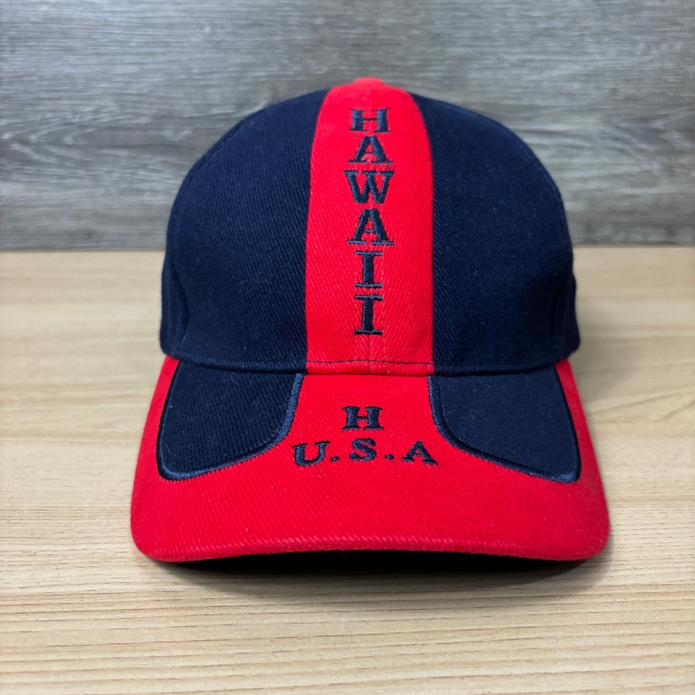 Hawaii Hat Cap Strap Back Blue Red Adjustable
